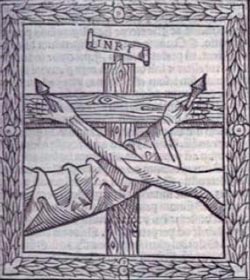 La mano di Cristo e quella di Francesco inchiodate sulla medesima croce, frontespizio del “De conformitate” di Bartolomeo da Pisa, 1513